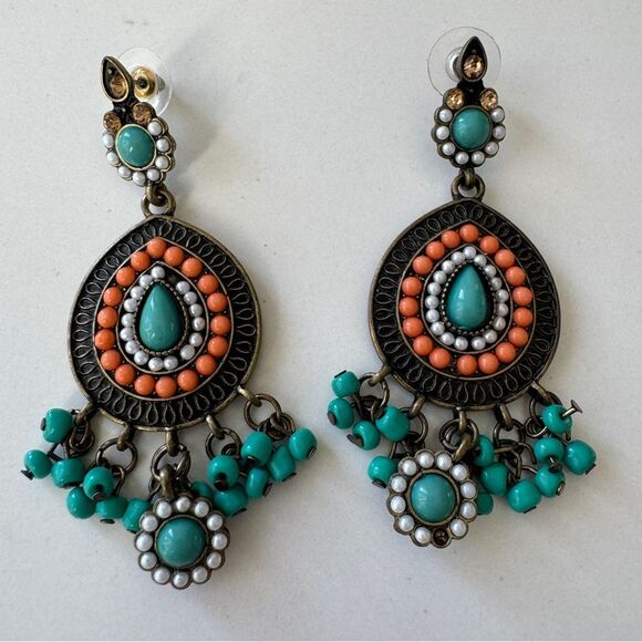 Brass Bohemian Teardrop Earring - Picture 1 of 8